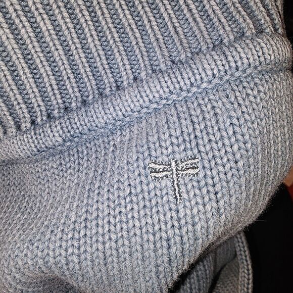 TYLER BOE Sz L Gray Blue Back Zipper Hem Detail Lagenlook Knit Pullover Sweater - Picture 5 of 9